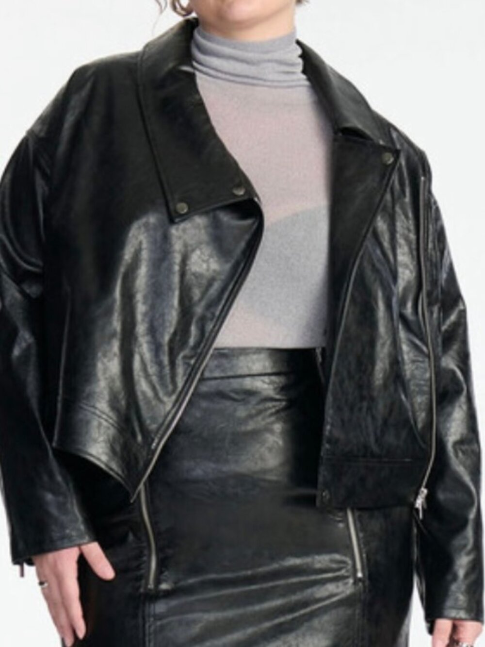 ELOQUII Black Faux Leather Moto Jacket NWT Plus Size Biker - Picture 6 of 10